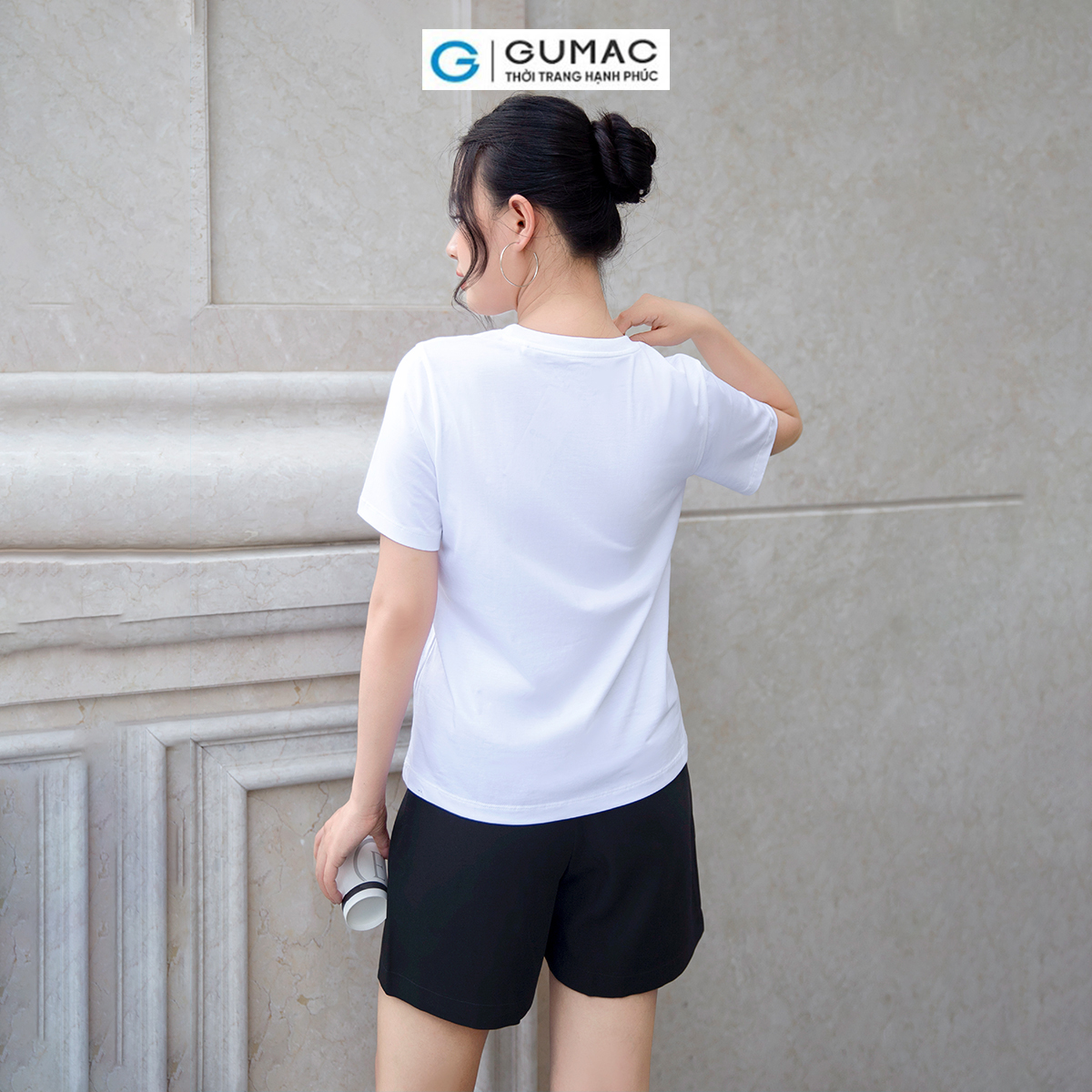 Áo thun nữ tay ngắn in chữ dày dặn trẻ trung thoải mái GUMAC ATD09034