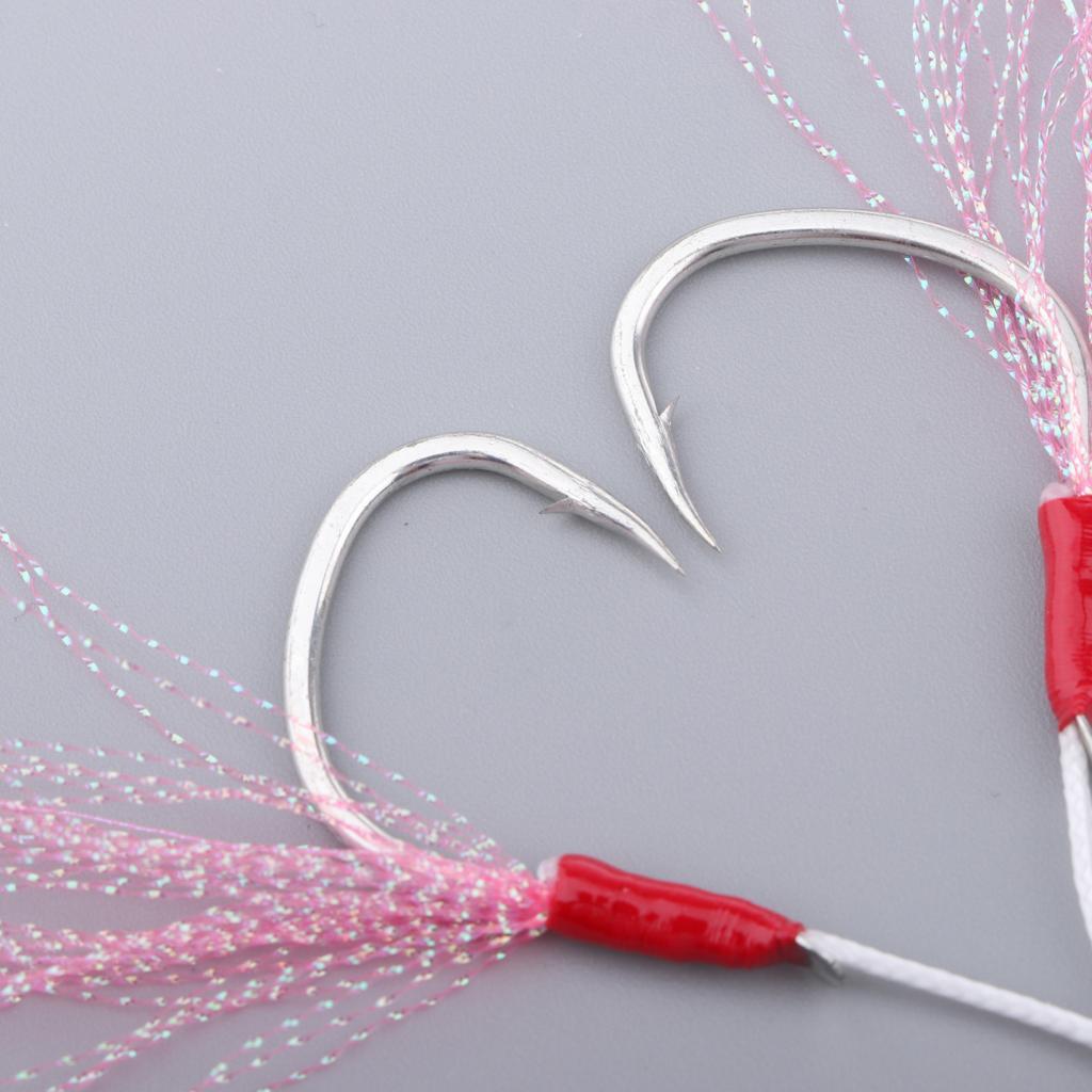 2pcs Jigging Assist Hooks Slow Pitch High Carbon Steel Double Saltwater Fishing Hook Jigs