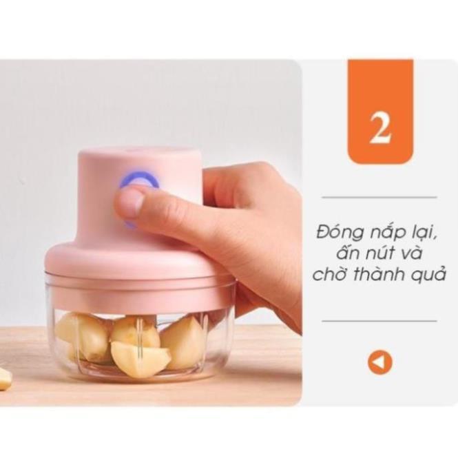 Máy Say Tỏi Ớt, Say Thịt Mini Tích Điện 250Ml  - Loại Tốt