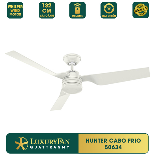 Quạt trần Mỹ HUNTER CABO FRIO - Điều khiển từ xa, sải cánh 132cm -  Hàng chính hãng