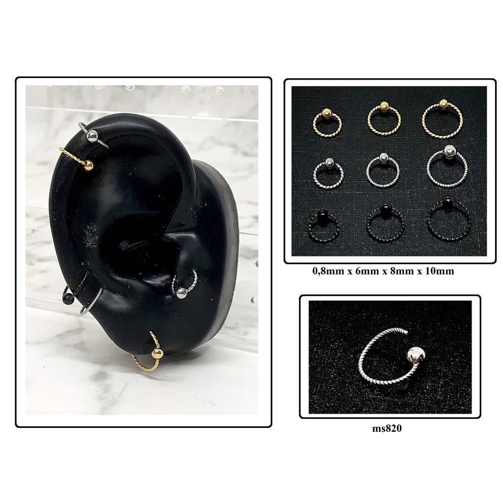 Khuyên tròn đeo mũi, tai, sụn thép y tế - XUÂN SHOP CHUYÊN KHUYÊN NHẬP THÁI
