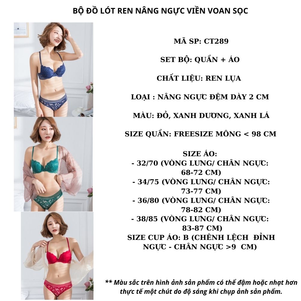 Bộ Đồ Lót Ren Nâng Ngực Viền Soan Sọc