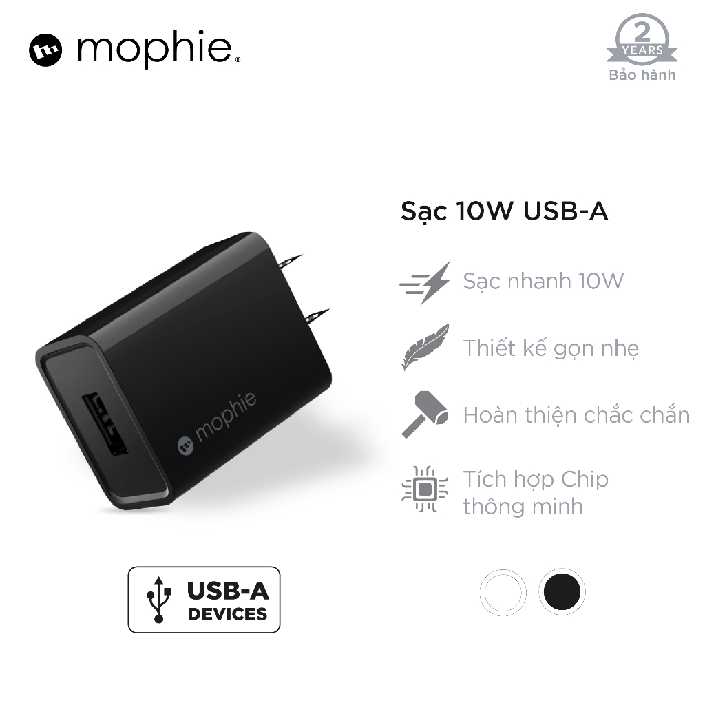 Sạc Mophie USB-A 10W - Hàng chính hãng