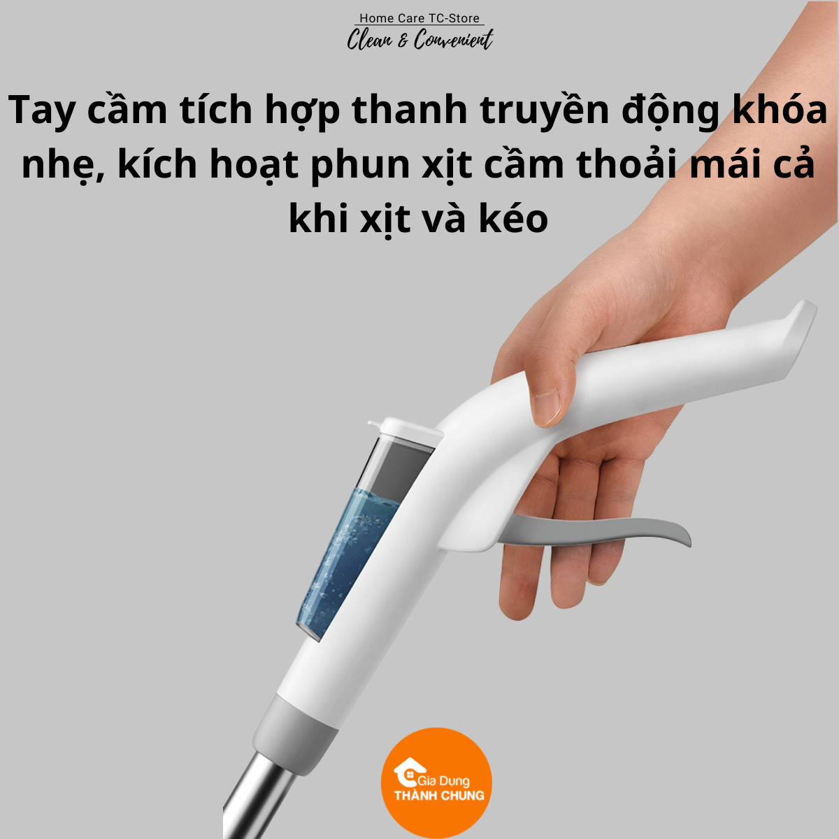 Cây lau nhà Thành Chung 2 in 1 Phun Sương Tự Vắt Tiện Lợi Có Kèm 2 Miếng Giẻ Thay Thế