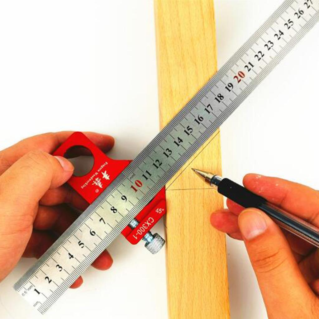 Woodworking Scriber Ruler Line Gauge Ruler 90° 45° Angle Square Ruler Tools