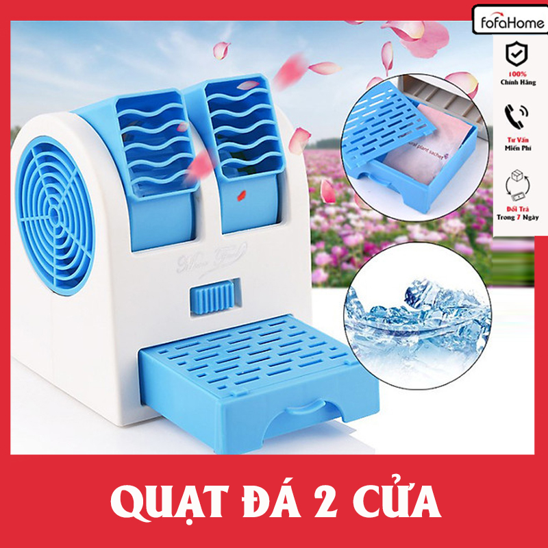 Quạt Mini Điều Hòa 2 Cửa Có Khay Để Đá Hoặc Nước Làm Mát Nhanh Siêu Tiện Lợi Sử Dụng Pin Hoắc Cắm Dây - Giao Màu Ngẫu Nhiên - Hàng Nhập Khẩu