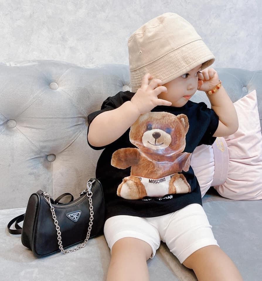 SET 3 ÁO PHÔNG COTTON TRẺ EM HỌA TIẾT GẤU XINH MỀM MỊN THOÁNG MÁT THỜI TRANG