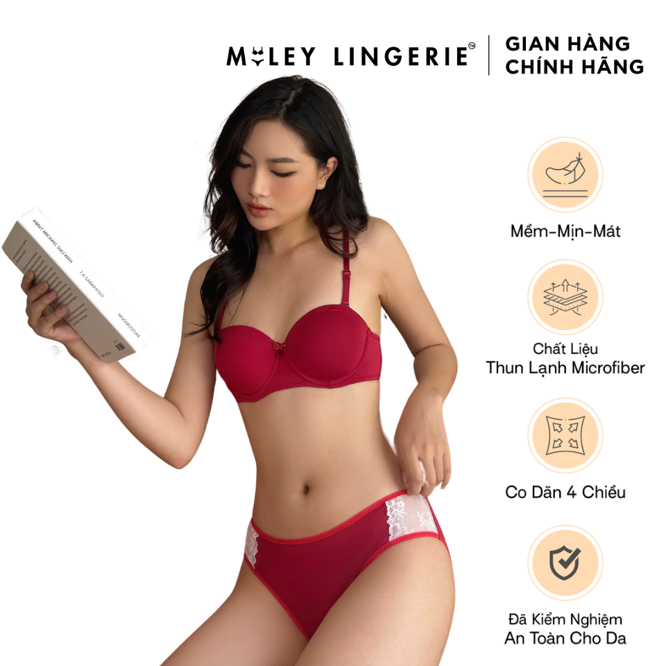 Bộ Áo Ngực Cúp Ngang Và Quần Phối Ren Đồng Màu - BRM04002_FMM0405