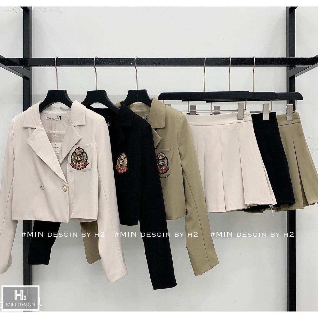 Sét áo GG cổ vest crt mix cv xếp li