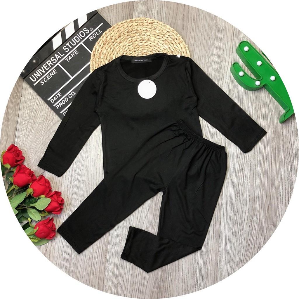 Bộ Dài Tay Cotton Thun Lạnh Màu Trơn Cho Bé