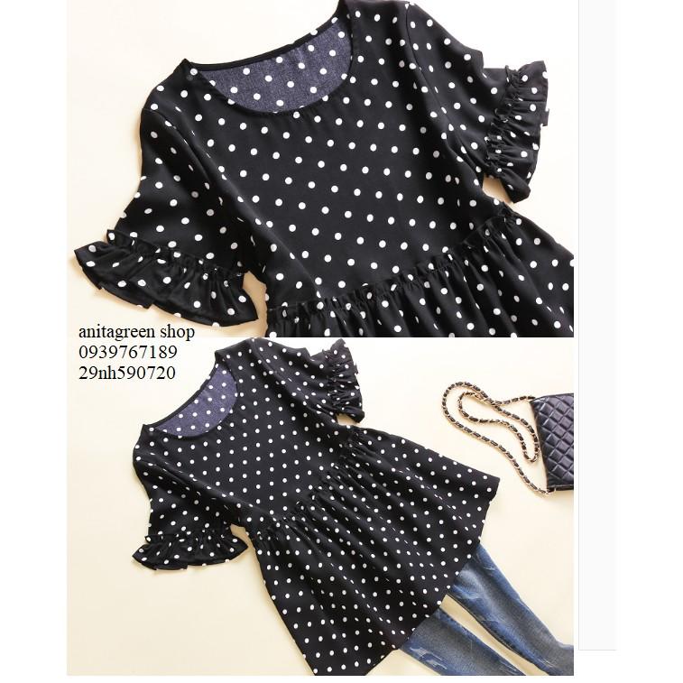 Tk590720-ÁO KIỂU BABY DOLL CHẤM BI
