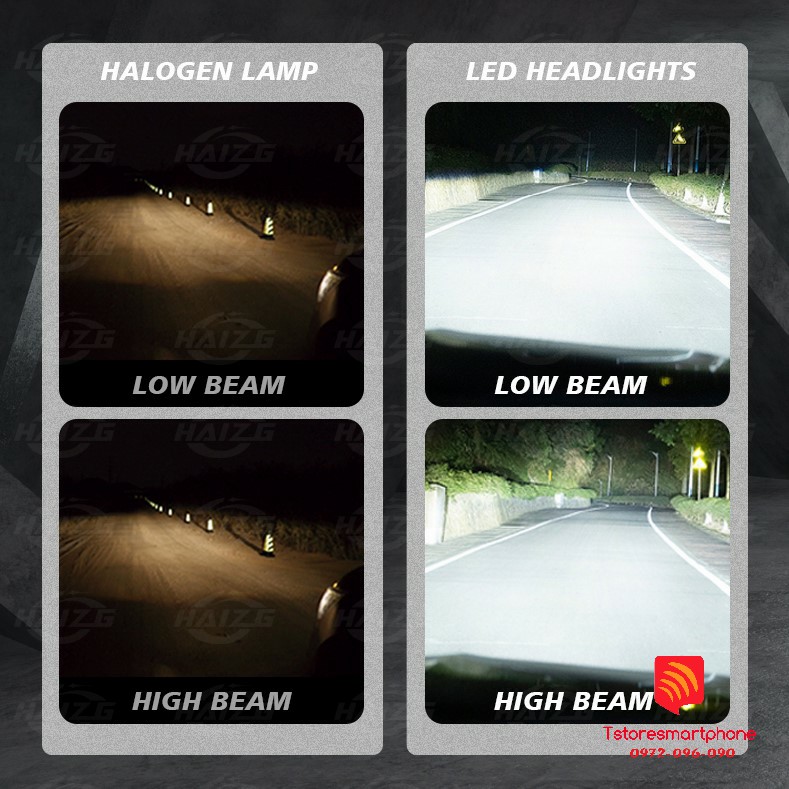 Đèn pha LED S11 100W 20000LM chip LED LASER 3570 6 NHÂN hiệu suất cao cho ô tô