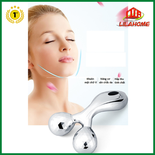 Cây Lăn Massage Mặt Thông Minh LILAHOME - Con Lăn Đôi 3D Xoay 360 Độ - Hàng Chính Hãng