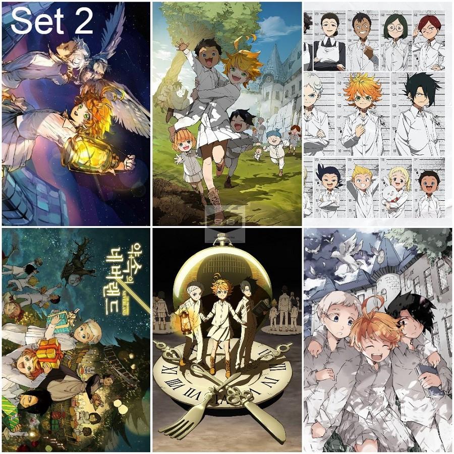 Bộ 6 Áp phích - Poster Anime The Promised Neverland - Miền Đất Hứa (bóc dán) - A3,A4,A5