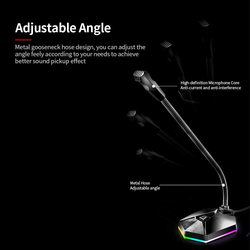 Micrô máy tính giảm tiếng ồn USB có hiệu ứng ánh sáng RGB TSP201