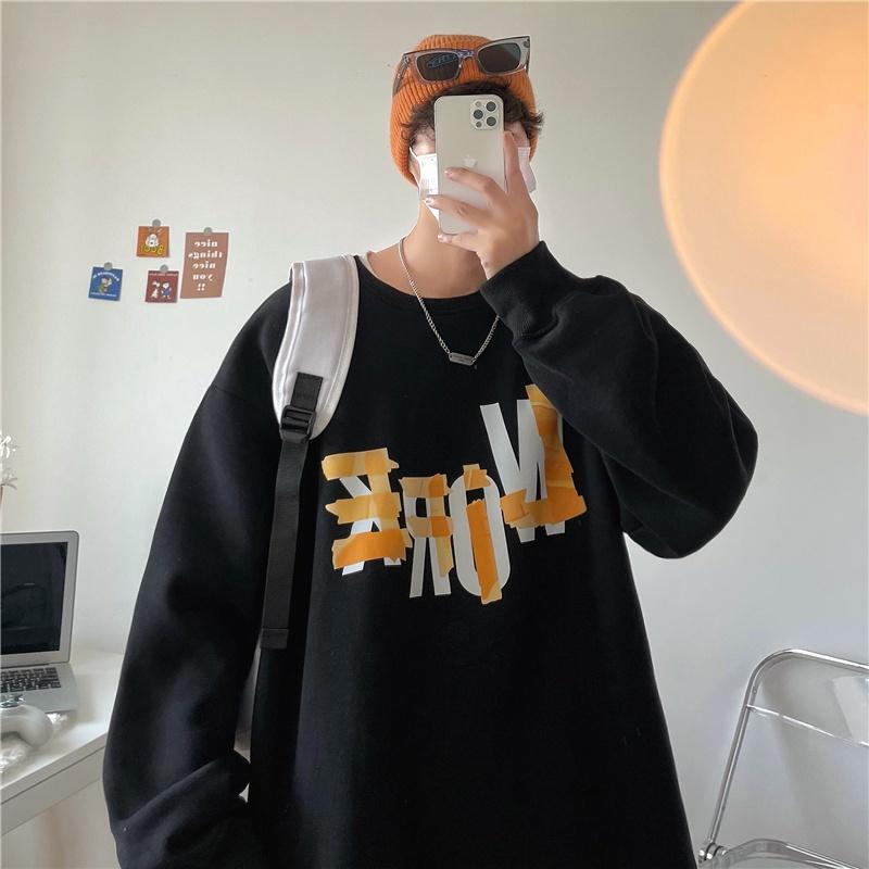 Round Neck Sweater Men's Spring and Autumn Style Korean Style Trend of Letter Printing Pullover Coat Loose Lazy Wind Upper Clothes