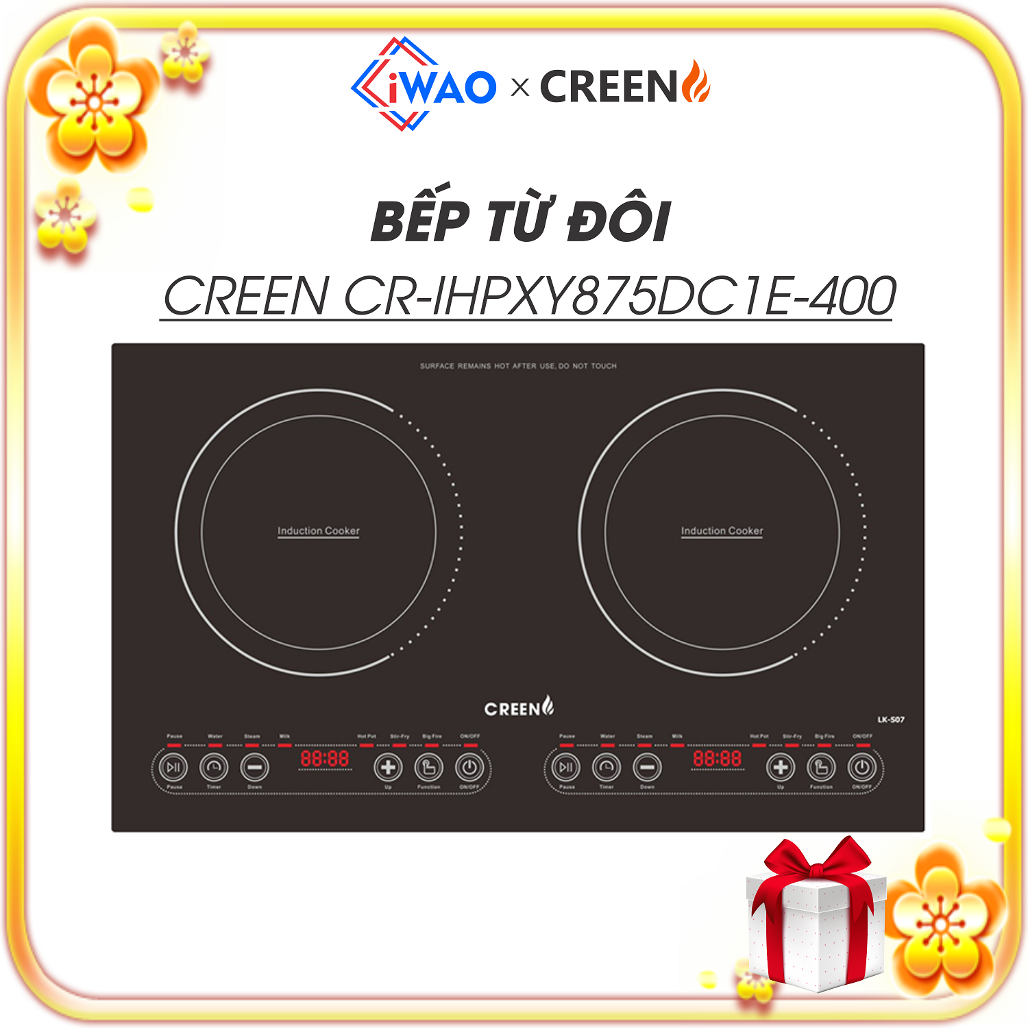 BẾP TỪ ĐÔI CREEN CR-IHPXY875DC1E-400 CÔNG XUẤT 4000W - HÀNG CHÍNH HÃNG