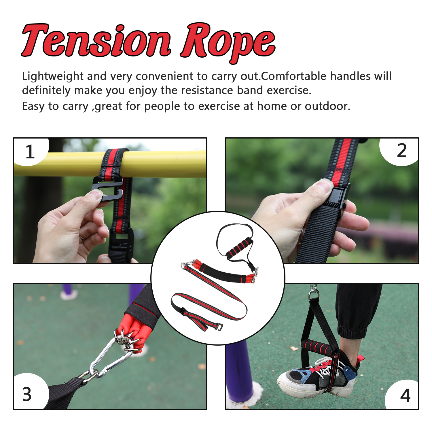 Dây đàn hồi tập thể dục thiết bị tập luyện thể dục cho cơ tay và cơ lưng Tension Rope Exercise Sport Workout
