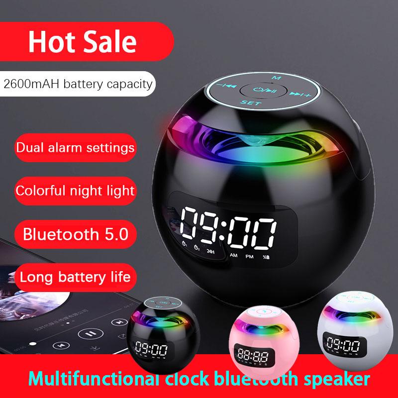 G90 loa tương thích Bluetooth LED di động LED không dây LED hiển thị Đồng hồ báo thức Mini Bass Sound Hộp âm thanh Hifi TFcard Trình phát âm nhạc Color: Pink Set Type: Speaker