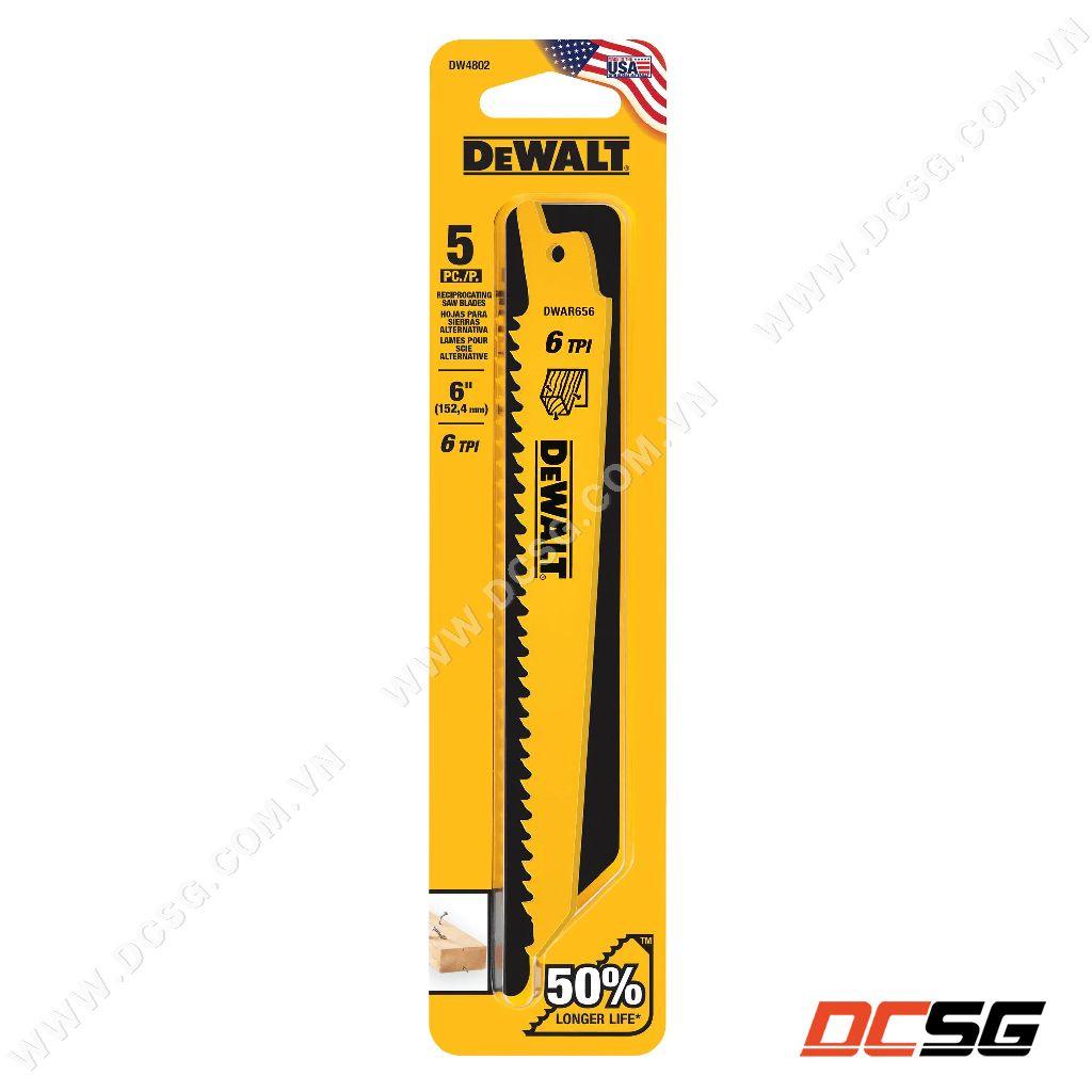 Lưỡi cưa kiếm cắt gỗ có đinh 6&quot;-152.4mm 6TPI DEWALT DW4802 | DCSG