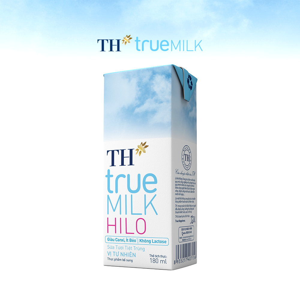 Thùng 48 hộp sữa tươi tiệt trùng TH True Milk HILO 180ml (180ml x 48)