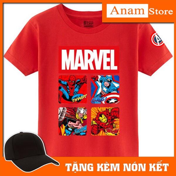 Áo thun trẻ em Marvel, Tặng Kèm nón kết, Có size người lớn, Anam Store