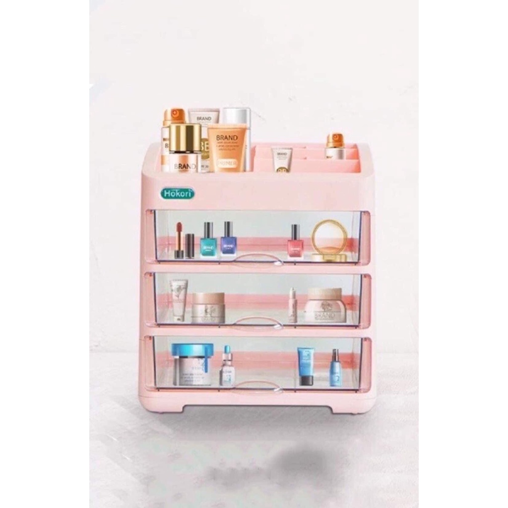Tủ đựng mỹ phẩm, đồ dùng trang điểm, trang sức 3 tầng nhựa Hokori Việt Nhật
