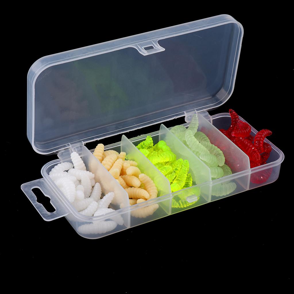100pcs Soft Fishing Simulation Maggots Earth Worm Fishing Lure Tackle Baits