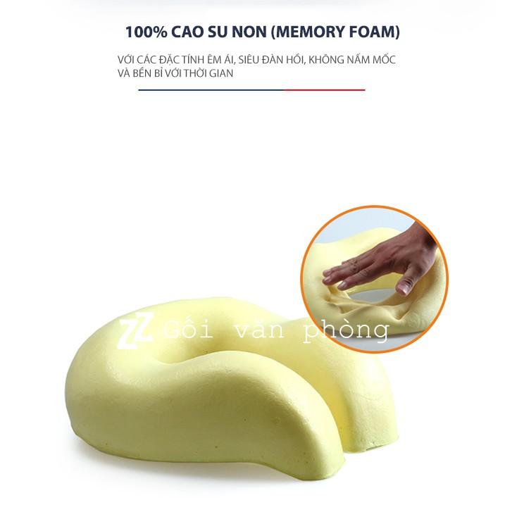 Gối Chữ U Ô Tô, Máy Bay Cao Su Non Cỡ Lớn Có Khuy Cài Nâng Đỡ Toàn Diện ZURI PILLOW - GLC01 (VỎ NHUNG)