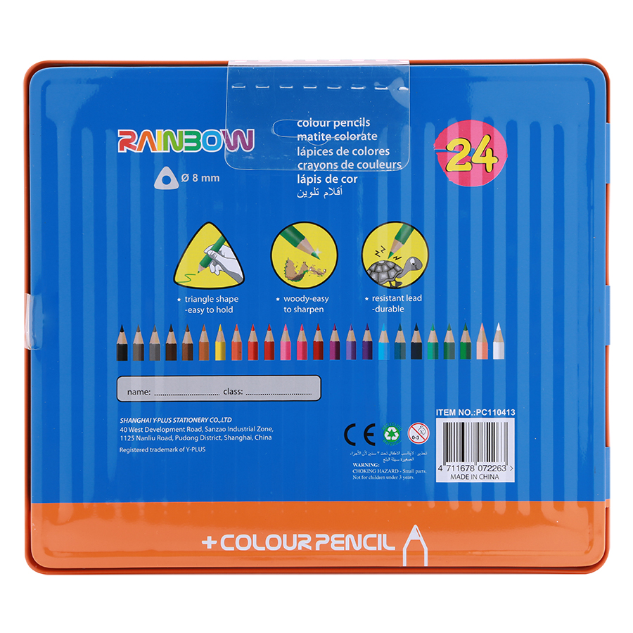 Hộp Thiếc Bút Chì Màu Gỗ Rainbowl (24 Màu) Y PLUS+ Z010_RB