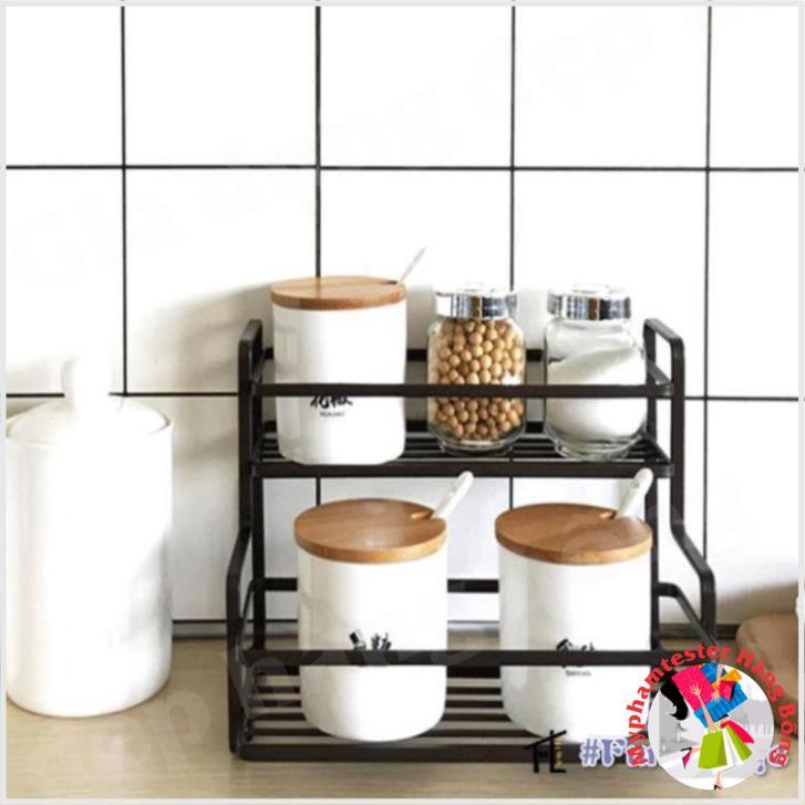 Kệ gia vị bậc thang THÉP NÂU ĐEN hàng đẹp