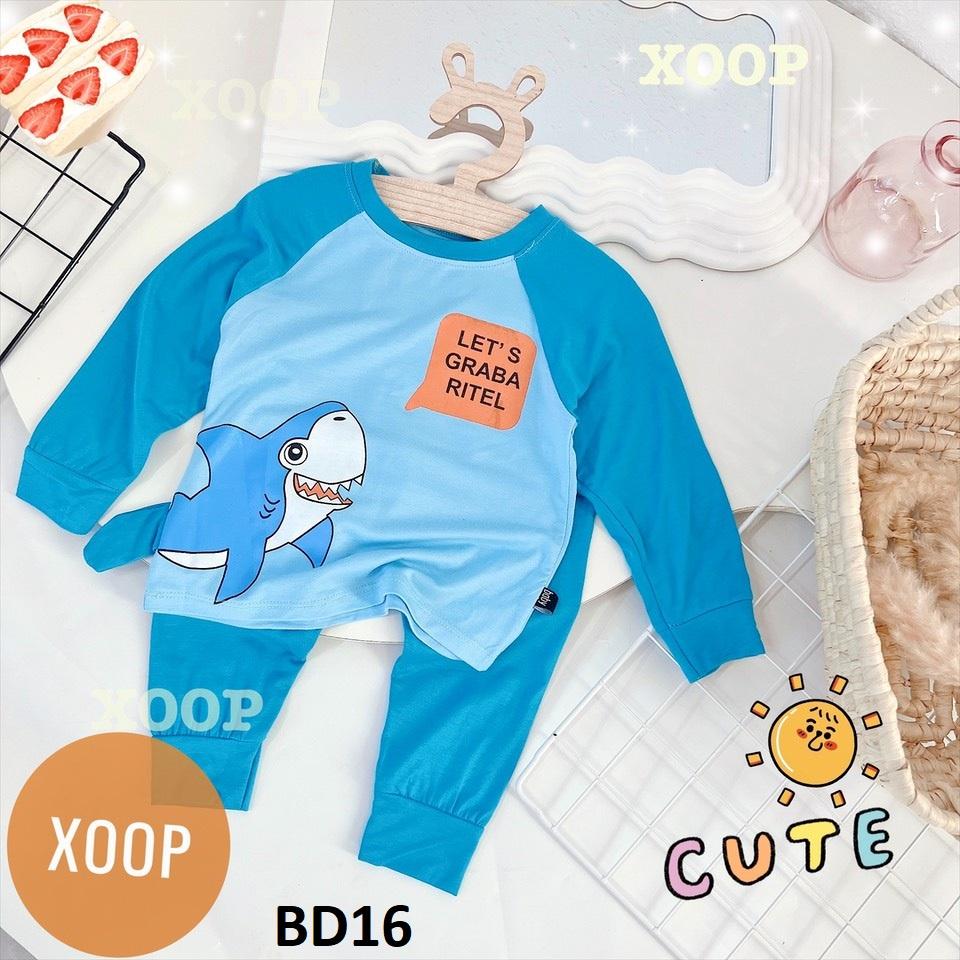 Bộ dài tay chất thun lạnh- Bộ dài tay xoop in họa tiết chim cánh cụt cho bé BD16