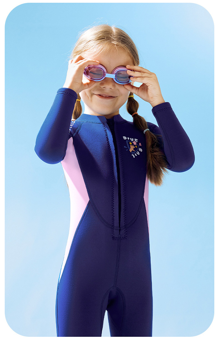 Đồ bơi giữ nhiệt cho bé gái chống nắng UPF50+ chống thấm nước, cao su Neoprene dày 2.5mm bảo vệ tốt cho bé