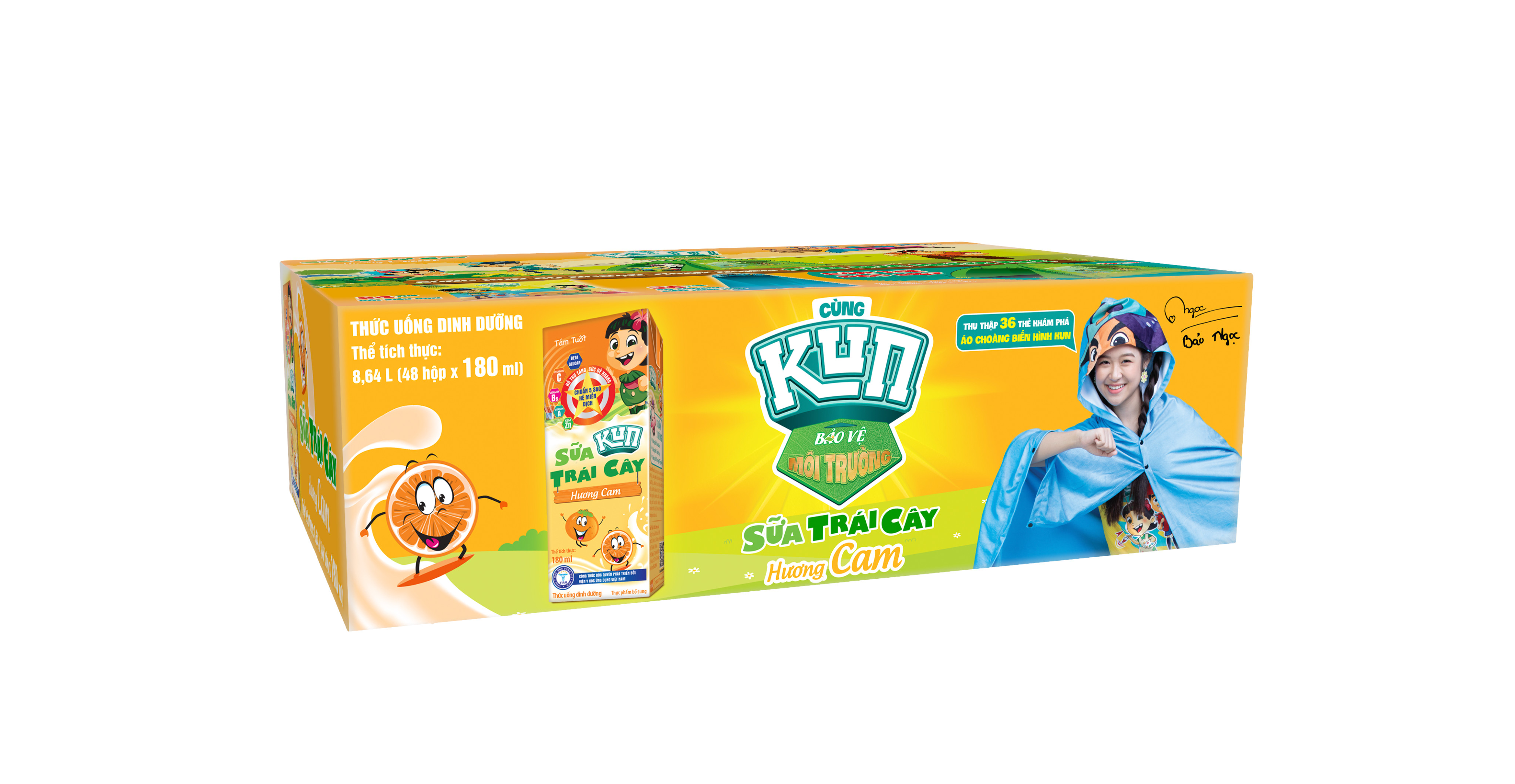 Thùng 48 Hộp Sữa Trái Cây Hương Cam KUN 180ml/hộp ( thẻ cào)
