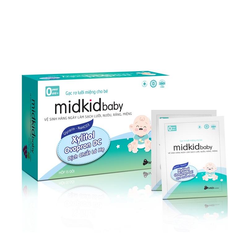 Gạc rơ lưỡi Midkid Baby cho bé sơ sinh giúp làm sạch lưỡi, răng nướu và khoang miệng, an toàn, đạt tiêu chuẩn ISO 5 sao