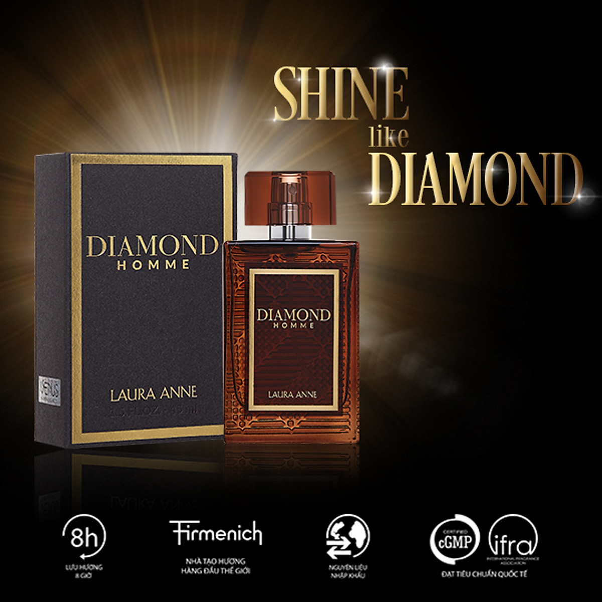 Nước hoa nam Laura Anne Diamond Homme - Brown 45ml