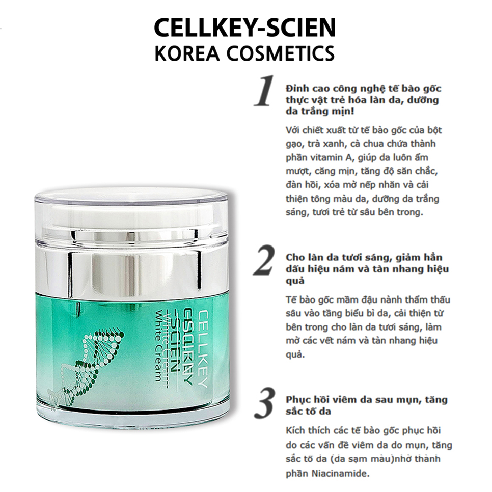 Kem Dưỡng Ẩm Trắng Da Ban Đêm Tế Bào Gốc Phục Hồi Trẻ Hoá Da Và Chống Lão Hoá Cellkey-Scien White Cream