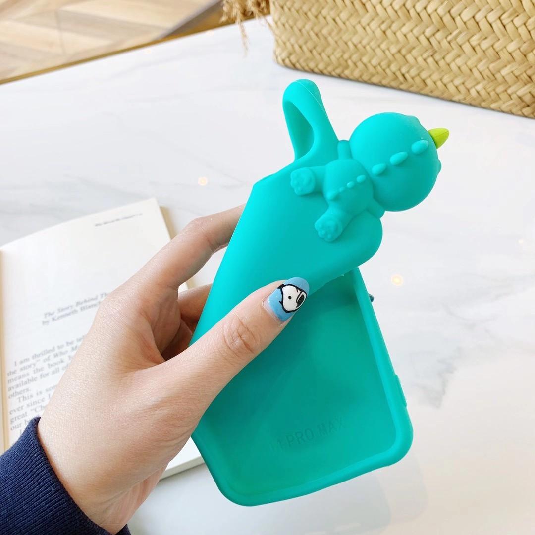 Ốp điện thoại silicon cao su in khủng long gấu 3d cho Iphone 11 Pro Max Iphone 6 6s 7 8+ XR Xs Max