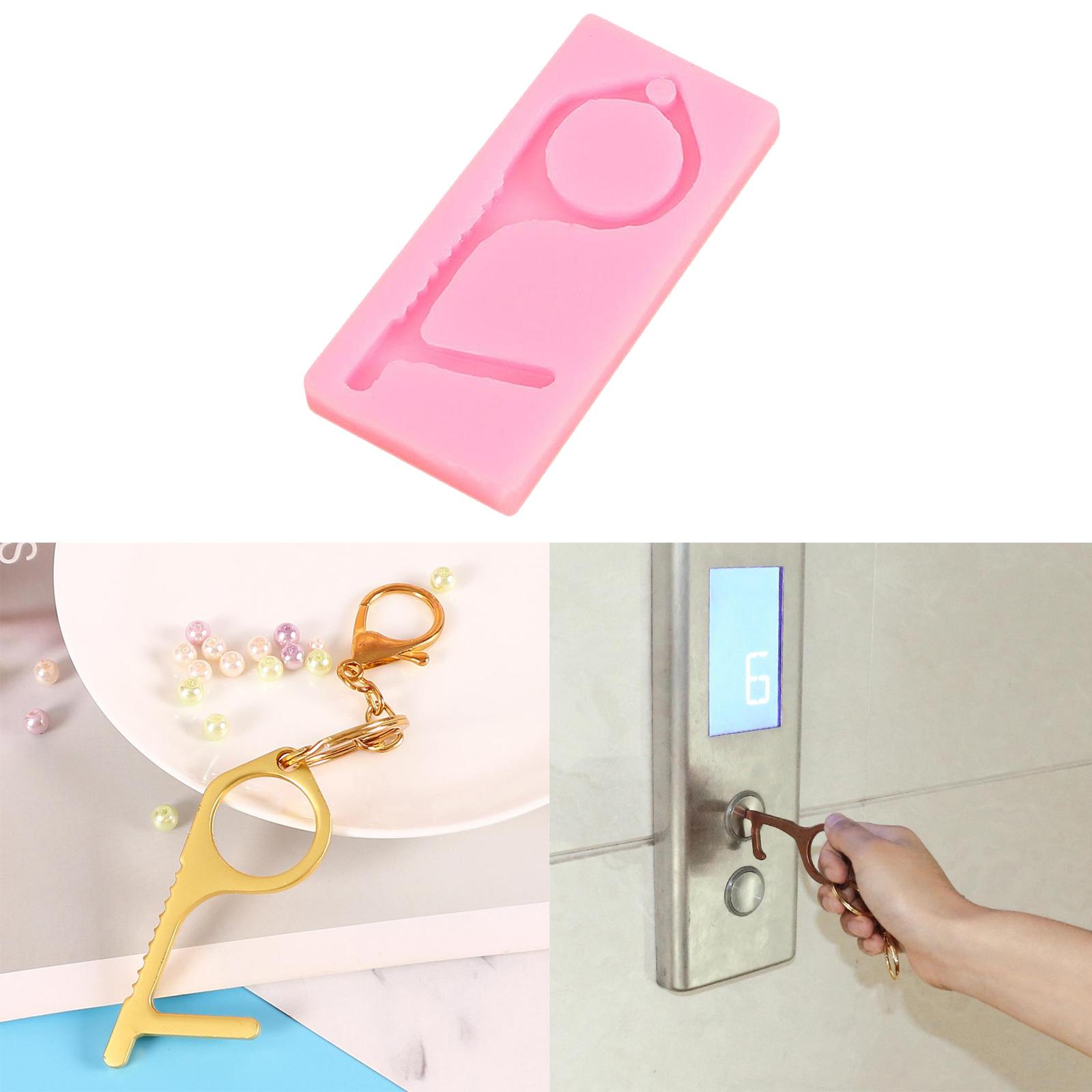 No Touch Door Opener Mold Non-contact Keychain Press Elevator Door Opener Silicone Mold Hand-Free Key Tool Crafts Supplies
