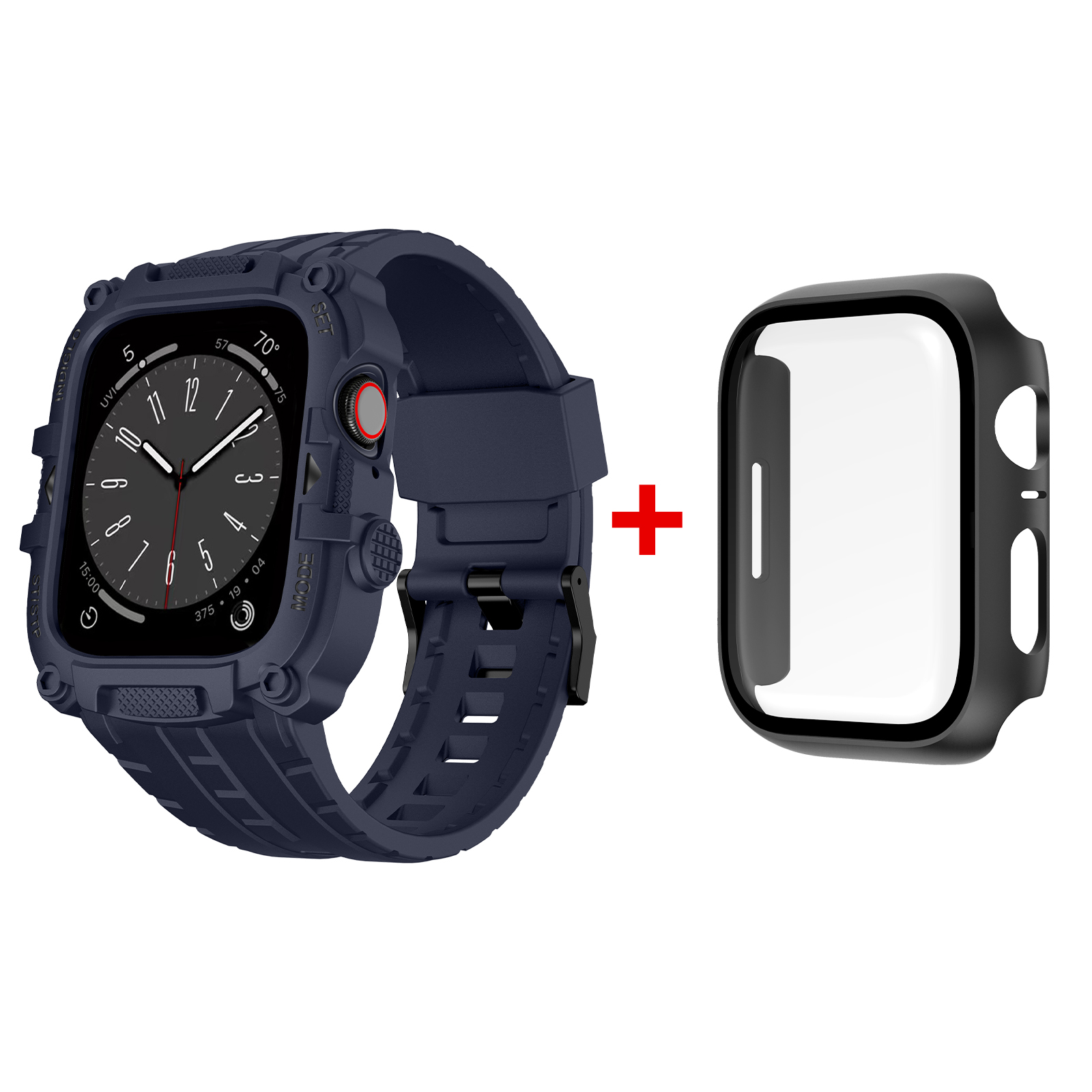 Ốp Case Kính Cường Lực tích hợp dây đeo TANK 360 cho Apple Watch Series 4/5/6/SE/7/8/9/SE1,2 Size 44mm/45mm - Hàng Chính Hãng