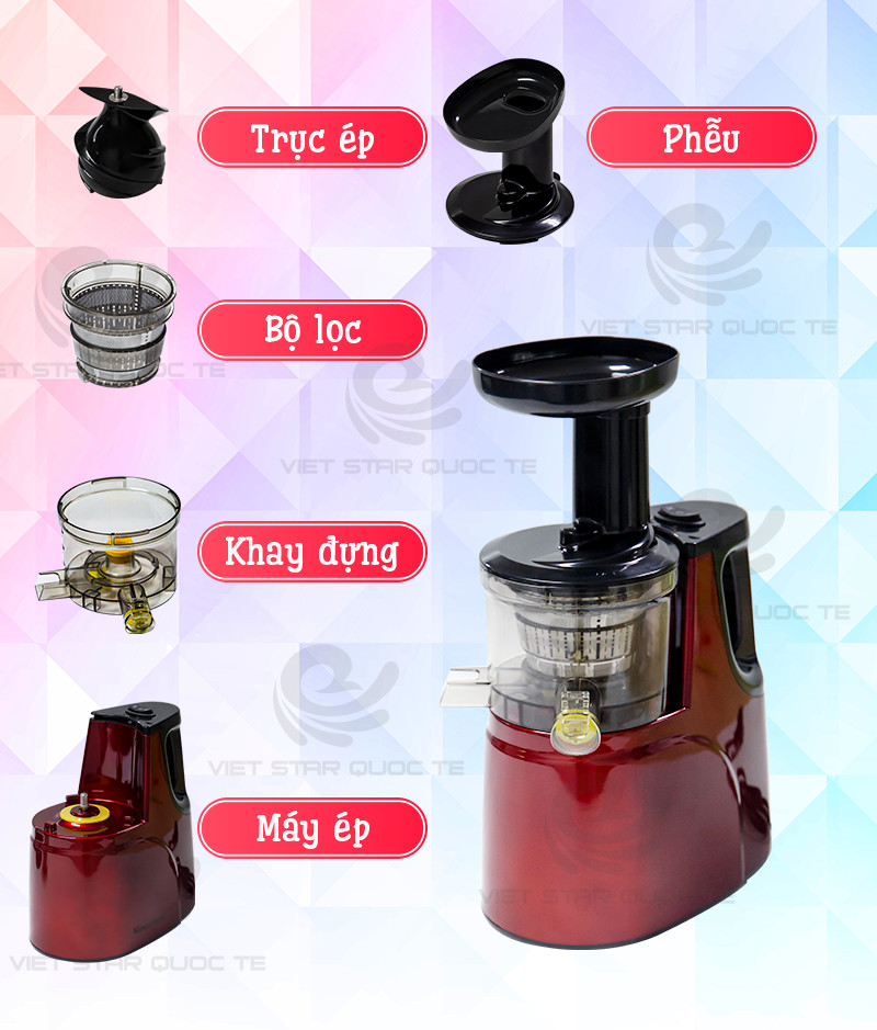 Máy Ép Chậm Trái Cây, Rau Quả KB-F8, Dung Tích 500Ml, Công Suất 150W, Giữ Nguyên Hàm Lượng Dinh Dưỡng - Hàng Chính Hãng