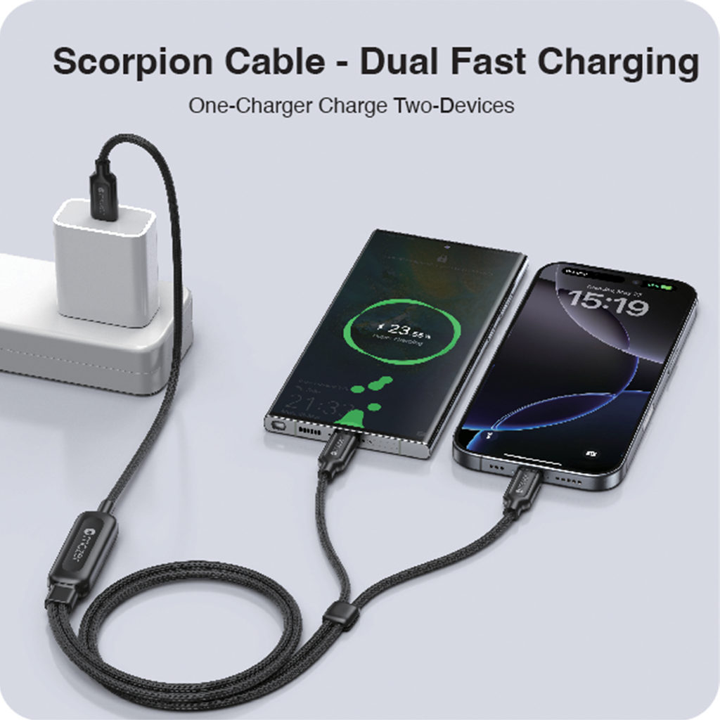 Dây Cáp Sạc Ra 2 Đầu USB-C MAZER InfiniteLink Scorpion PD 140W Dài 1.25m Chất Liệu Nylon Bện Bền Chắc Cao Cấp Hàng Chính Hãng