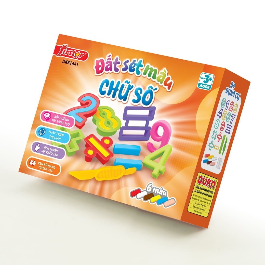 Đồ Chơi DUKA: Đất Sét Màu: Bánh Kem + Chữ Số + Chữ Cái