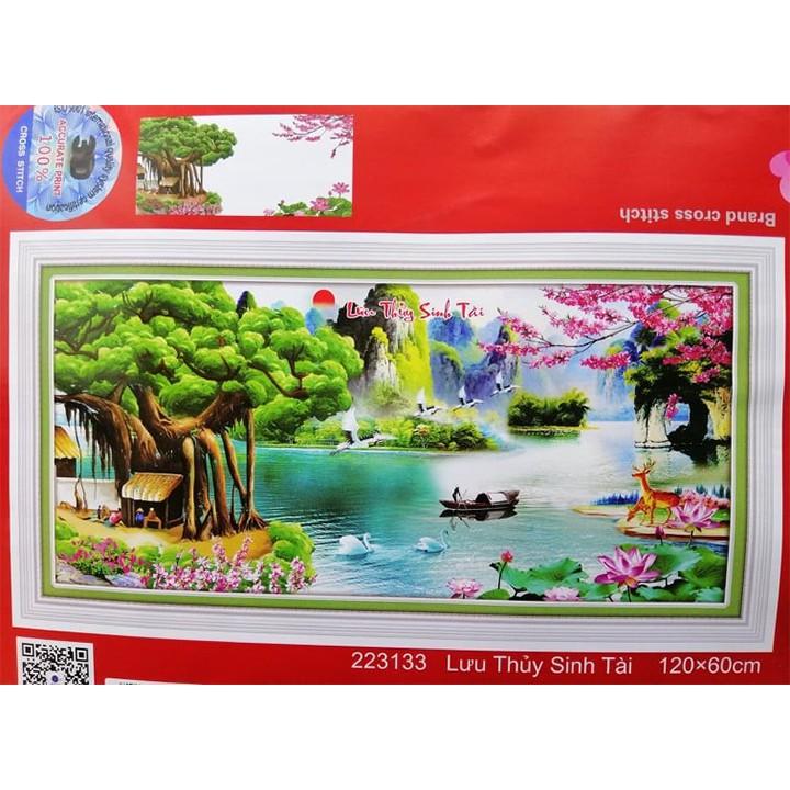 Tranh thêu lưu thủy sinh tài 223133 - kích thước: 120 * 60cm.