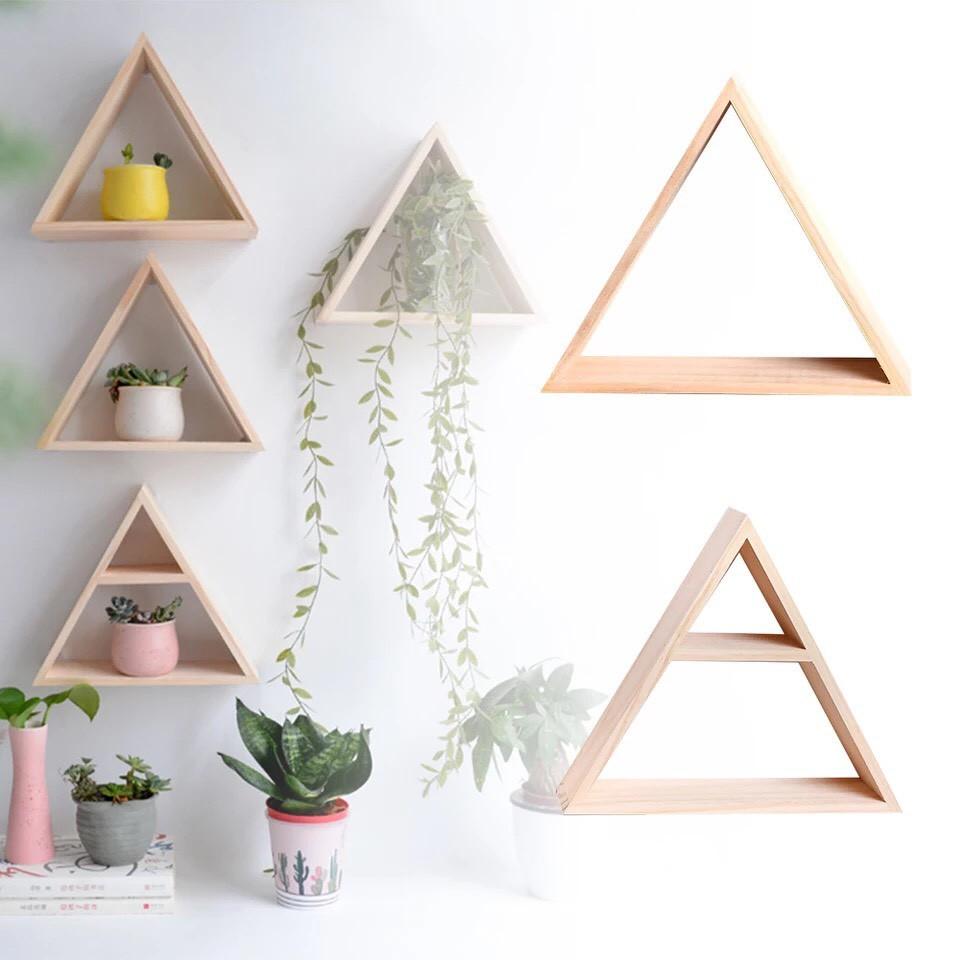 Kệ gỗ tam giác treo tường kệ để đồ trang trí nội thất nhiều kích thước