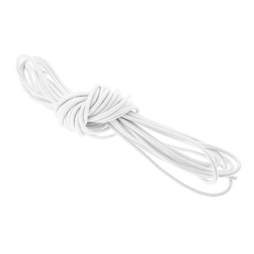 3mm Elastic Round Bungee Rope Shock Cord Tie Down Boats Trailers 5m White
