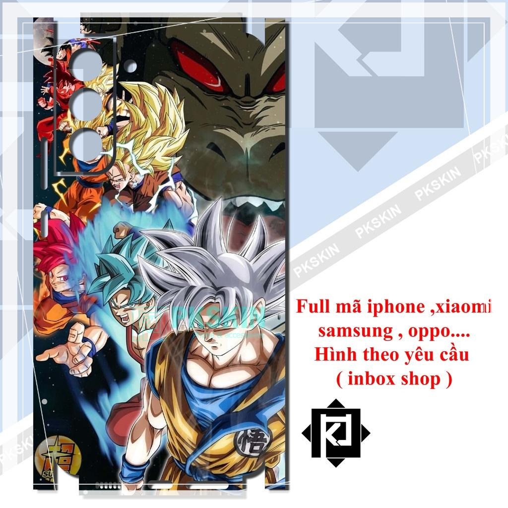 Miếng dán skin full lưng viền dành cho samsung s22, s22 plus ,s22 ultra , s20 , s20 plus, s20 ultra in hình dragon ball