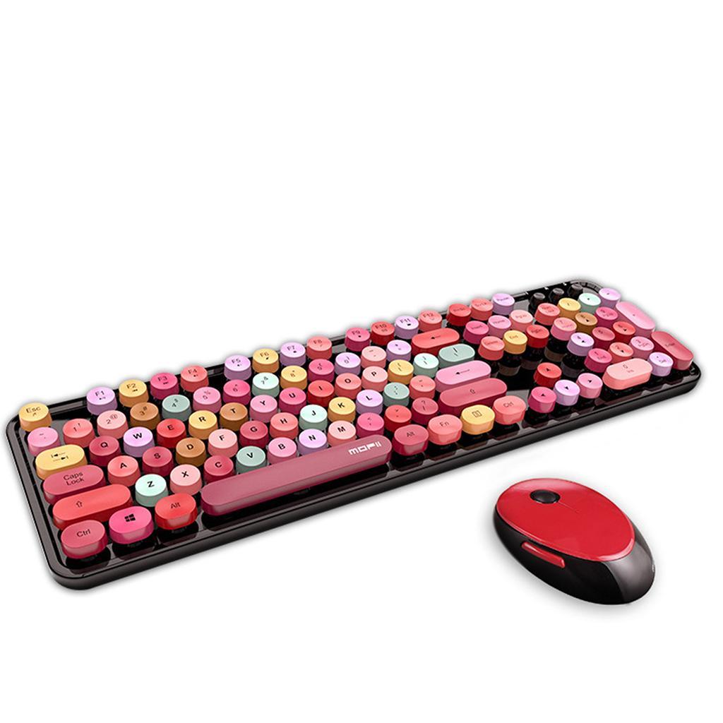 Mixed Color Wireless Keyboard and Mouse 104 Colorful Red Mixed Color