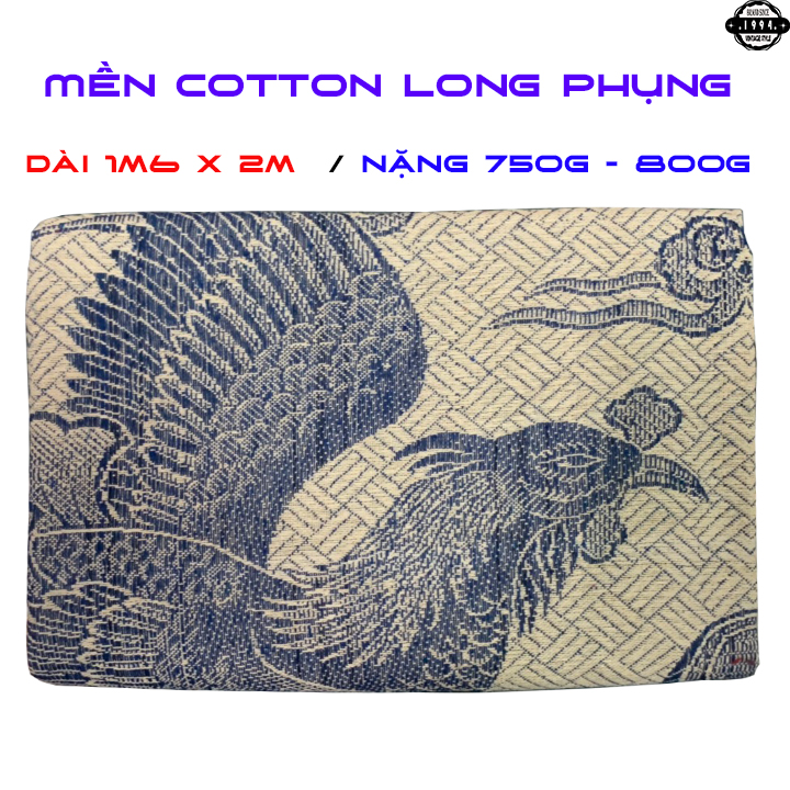 Mền chỉ Cotton Long Phụng 1m6 x 2m / 750g - 800g