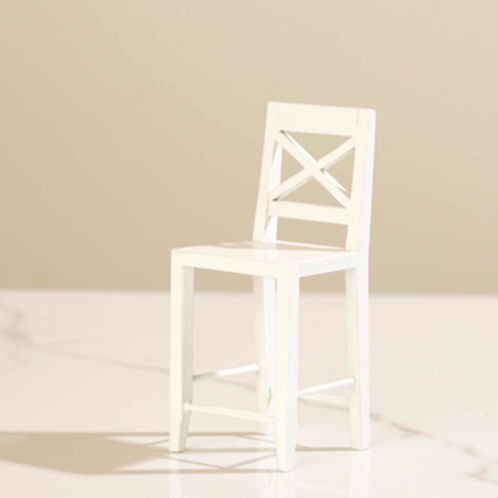 Dollhouse Chair Furniture Model Photo Props Life Scene Accessories 1:12 Chair Model Wooden Miniature Chair for Dinning Room